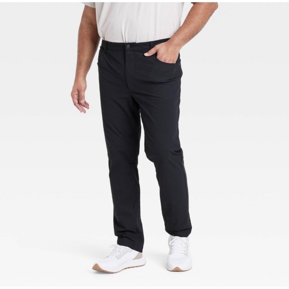 All in Motion Mens Golf Pants Black Onyx 42x30 Active Stretch Minimalist Wicking